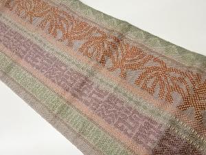 縞に抽象模様織出し名古屋帯